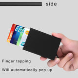 Stainless Steel Pu Business Card Holder Antimagnetic 10X6.2X0.8Cm - Gold - Top-Down View