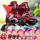 Adjustable Kids Roller Skates Set - Single Flash Wheels - Size s - Gold - Front View
