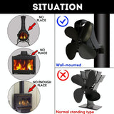 4-blade Heat Powered Fireplace Stove Fan - Aluminum - Gold