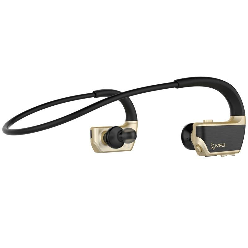 Wireless Sports Bluetooth Earphones - Binaural Hanging Type 5.0 - Gold