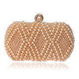 Party Pearl Handbag Women Fashion Crossbody For Banquets & Events - Champagne Gold - Side View