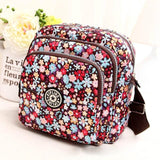 Waterproof Nylon Multilayer Crossbody Bag For Women - Colourful Flower