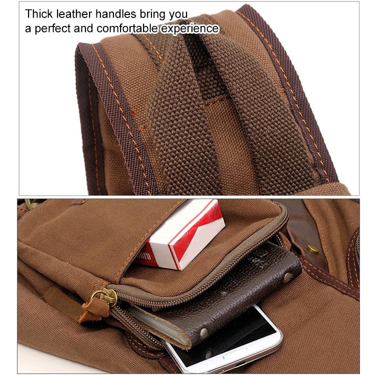 Multi Function Canvas Chest Bag Shoulder Messenger Crossby Bag - Khaki