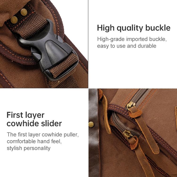 Multi Function Canvas Chest Bag Shoulder Messenger Crossby Bag - Khaki