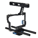 Camera Cage Stabilizer With Handle - Blue for Sony A7 / A7S / A7R - Side View