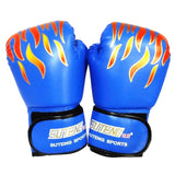 Adult Flame Pattern Pu Leather Boxing Gloves - Fitness - Blue - Extra Image