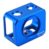 Sony Rx0 Protective Cage with 37mm Lens and Sunshade - Blue - Side View