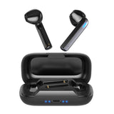 Touch Bluetooth Earphones with Charging Box & Indicator Light - Semi-in-ear - Blue - Front View