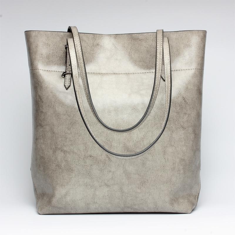 Stylish Shoulder Tote For Women - Elephant Grey Horizontal Version