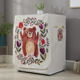 Cartoon Cotton Linen Drum Roller Washing Machine Dust Cover - 83x60x60cm Size - Blue Flower