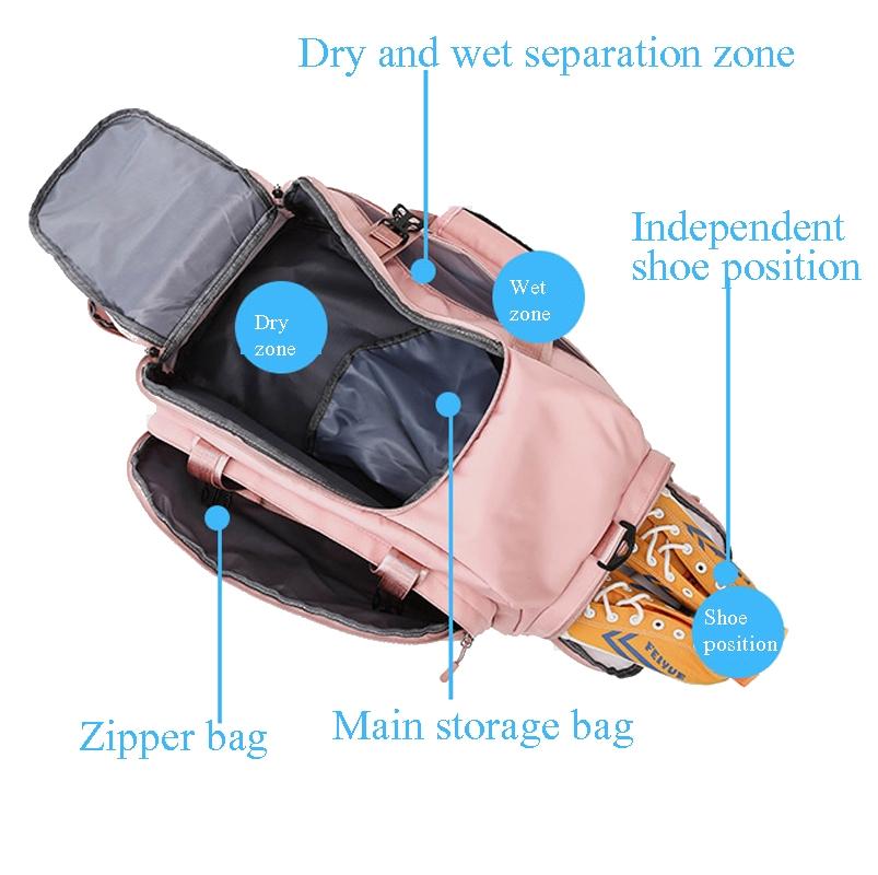 Large Capacity Sports Bag With Wet / Dry Separation - Purple Yellow