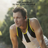 Waterproof Bone Conduction Bluetooth Earphones 5.0 for Sports - Blue - Top-Down View