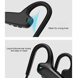 Waterproof Bone Conduction Bluetooth Earphones 5.0 for Sports - Blue - Low Angle