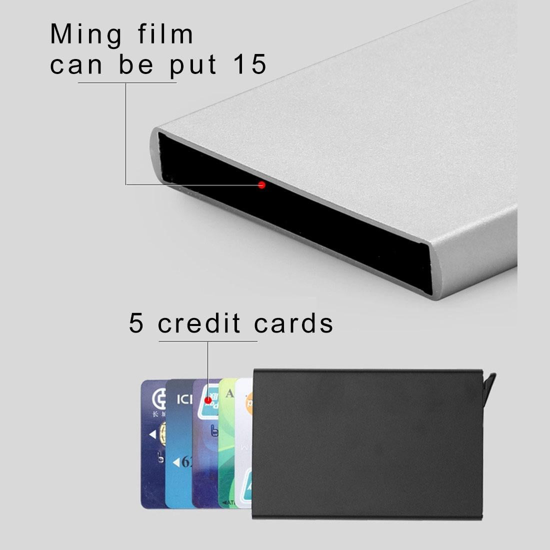 Stainless Steel Pu Business Card Holder Antimagnetic 10X6.2X0.8Cm - Blue