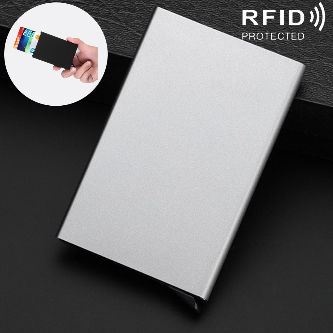 Stainless Steel Pu Business Card Holder Antimagnetic 10X6.2X0.8Cm - Blue