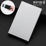 Stainless Steel Pu Business Card Holder Antimagnetic 10X6.2X0.8Cm - Blue