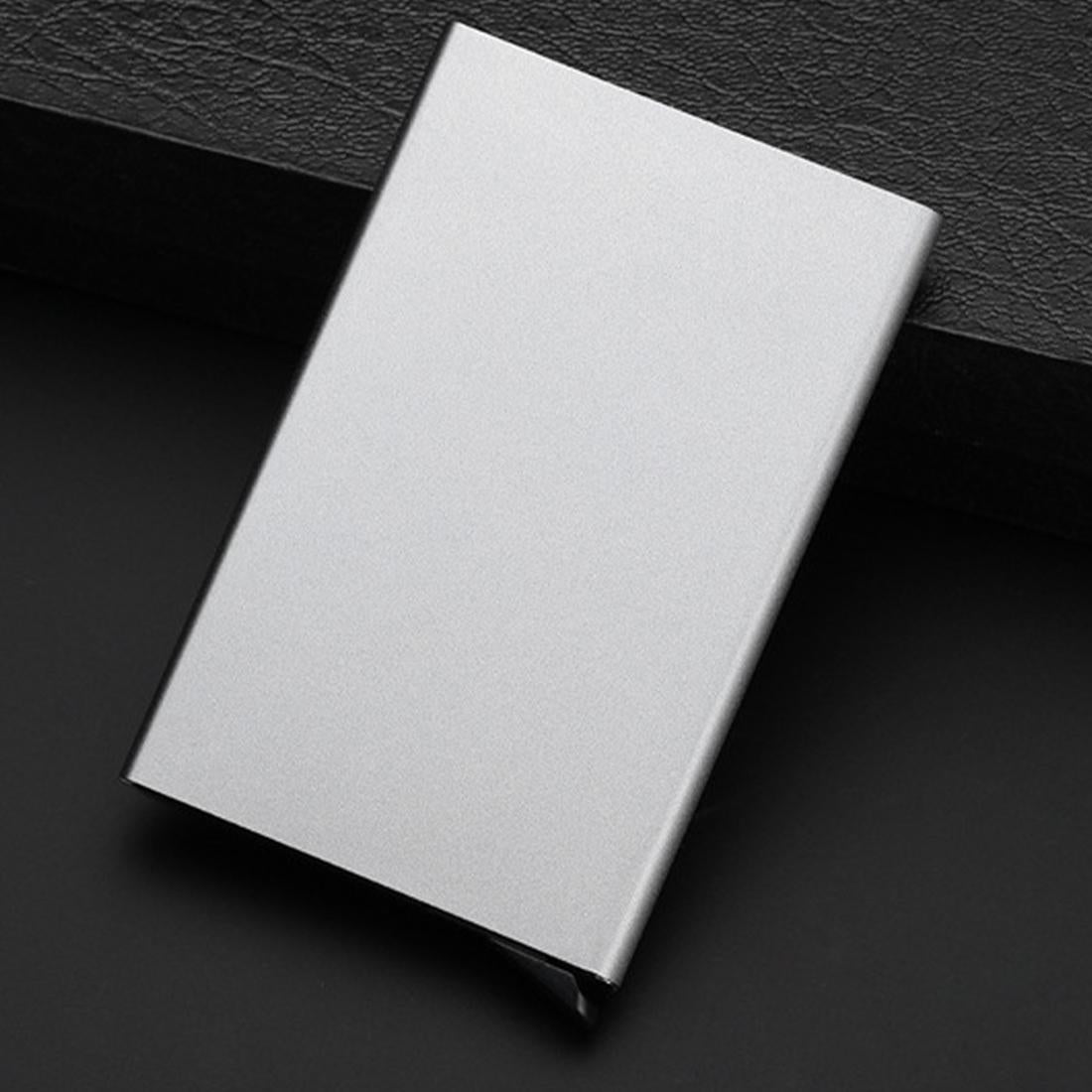 Stainless Steel Pu Business Card Holder Antimagnetic 10X6.2X0.8Cm - Blue