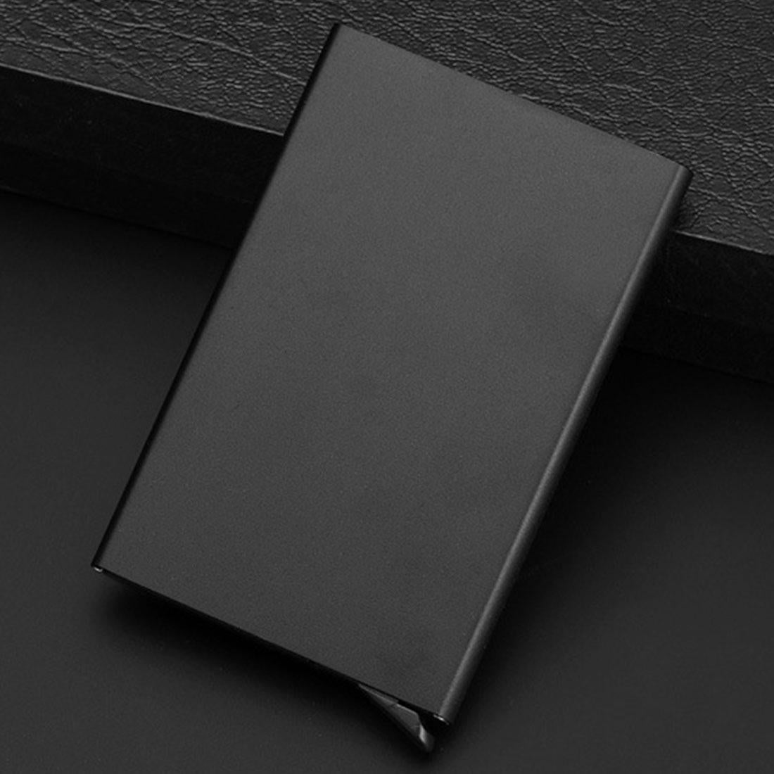 Stainless Steel Pu Business Card Holder Antimagnetic 10X6.2X0.8Cm - Blue