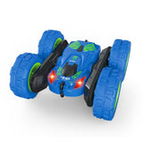 Blue Stunt Tumbling Car Toy with 2.4ghz Remote Control - Side View