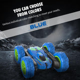 Blue Stunt Tumbling Car Toy with 2.4ghz Remote Control - Rear View