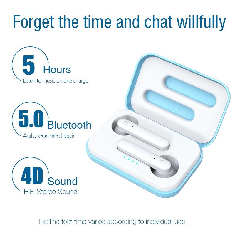 Wireless Touch Earphones with Magnetic Charging Box - Bluetooth 5.0 - Blue