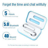 Wireless Touch Earphones with Magnetic Charging Box - Bluetooth 5.0 - Blue - Close-Up Angle