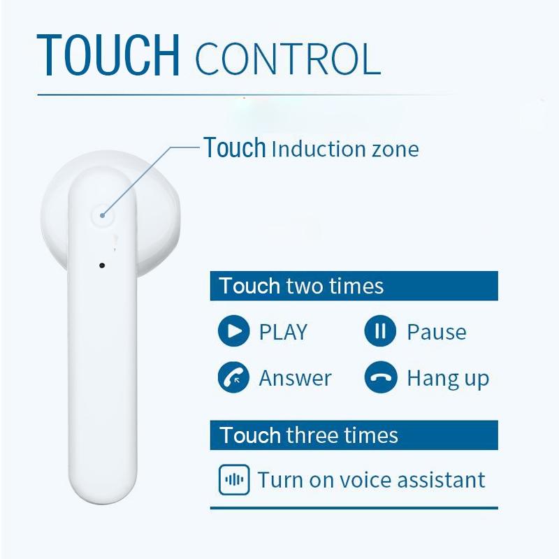 Wireless Touch Earphones with Magnetic Charging Box - Bluetooth 5.0 - Blue