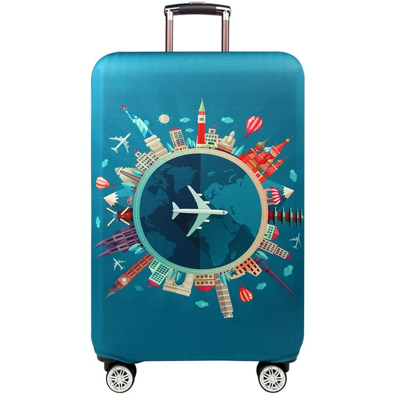 Thickened Luggage Cover - Elastic Wear-resistant Anti-dust Protection - Size l - Green Leaves