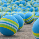 10-pack Blue Sponge Golf Practice Balls for Indoor - Top-Down View
