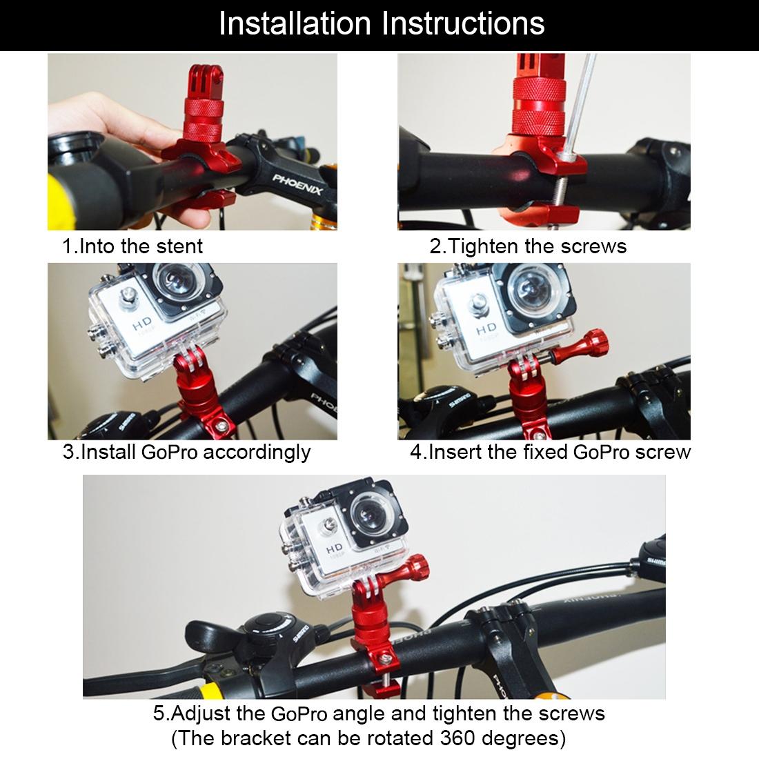 Universal Bike Handlebar Mount for Action Cameras - 360 Degree Rotation - Pu223L