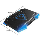 5-core Dual Port Laptop Stand with Cooling Fan - Blue - Side View