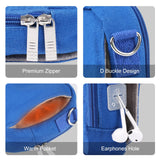 Small Messenger Bag With Tablet And Phone Warmer - Blue - Top-Down View