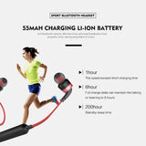 Wireless Sport Bluetooth Earphones with In-line Control - Black - Blue - Close-Up Angle