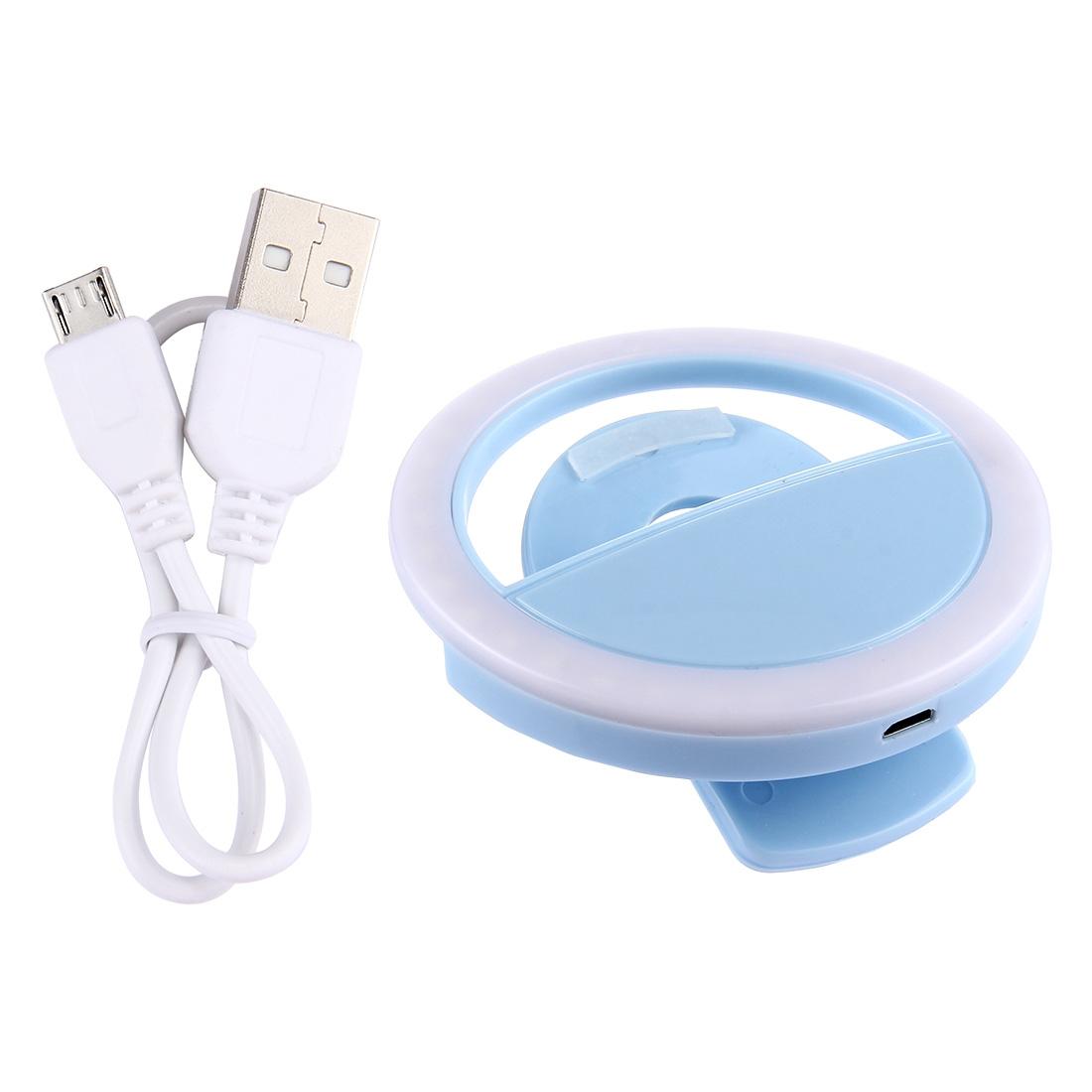 Adjustable Clip Beauty Light for Smartphones - Usb Cable - Blue