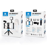 Vlogging Live Broadcast Kit With Led Fill Light Microphone Tripod Mount & Cold Shoe Head - Blue