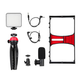Vlogging Live Broadcast Kit With Led Fill Light Microphone Tripod Mount & Cold Shoe Head - Blue - Extra Image
