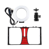 Vlogging Live Broadcast Smartphone Video Rig With 4.7 Inch Ring Led Selfie Light Kit And Cold Shoe Tripod Head - Blue