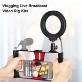 Vlogging Live Broadcast Smartphone Video Rig With 4.7 Inch Ring Led Selfie Light Kit And Cold Shoe Tripod Head - Blue - Extra Image