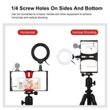 Vlogging Live Broadcast Smartphone Video Rig With 4.7 Inch Ring Led Selfie Light Kit And Cold Shoe Tripod Head - Blue