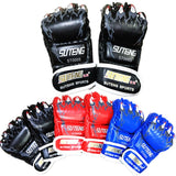 Adults Half-Finger Pu Leather Boxing Gloves - Blue Training - Top-Down View