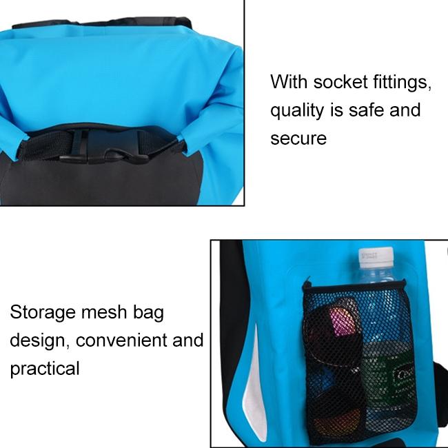 25L Outdoor Waterproof Dual Shoulder Strap Dry Bag Pvc Barrel Design - Blue