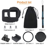 Aluminum Protective Cage with Insurance Frame and 52mm Uv Lens for Gopro Hero7 / 6 / 5 - Blue - Close-Up Angle