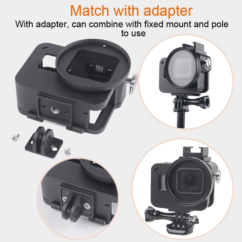 Aluminum Protective Cage with Insurance Frame and 52mm Uv Lens for Gopro Hero7 / 6 / 5 - Blue