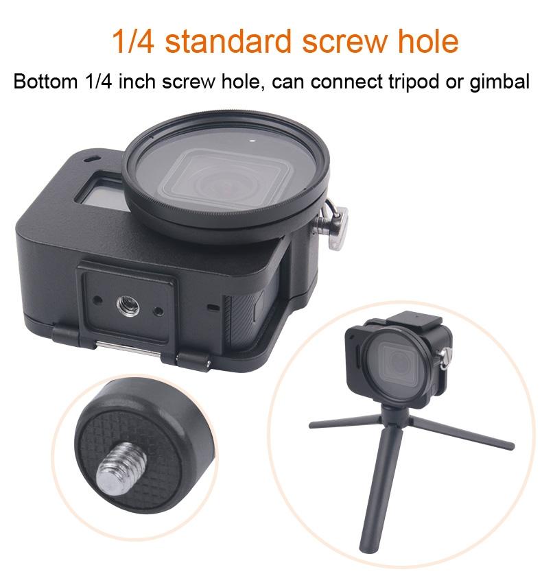 Aluminum Protective Cage with Insurance Frame and 52mm Uv Lens for Gopro Hero7 / 6 / 5 - Blue