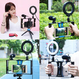 3-In-1 Vlogging Kit With Smartphone Rig Microphone And Led Ring Light - Blue - Top-Down View