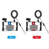 3-In-1 Vlogging Kit With Smartphone Rig Microphone And Led Ring Light - Blue - 45-Degree Angle