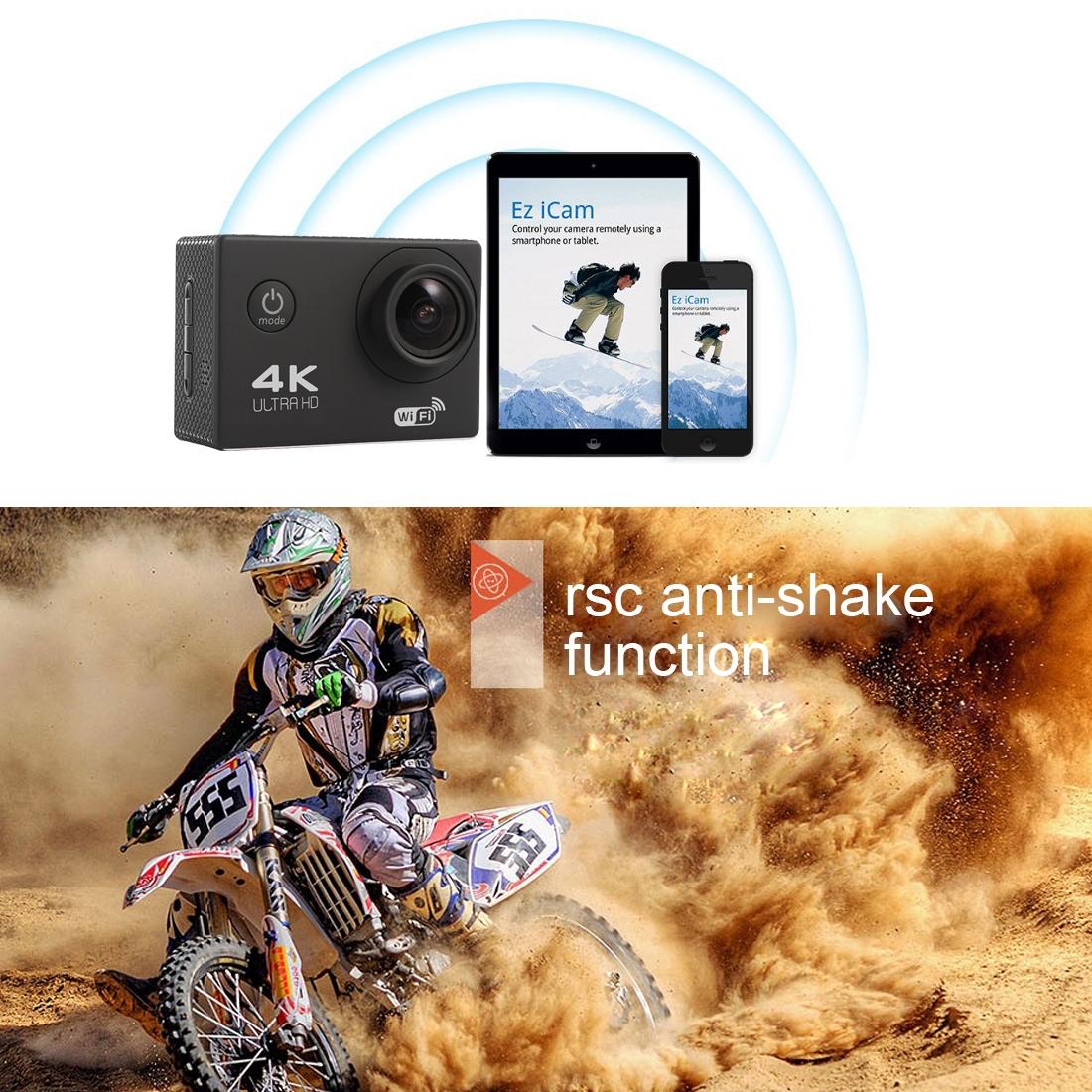 170 Degree Wide Angle Wifi Action Camera with Waterproof Case - Supports 64gb Micro Sd - Blue