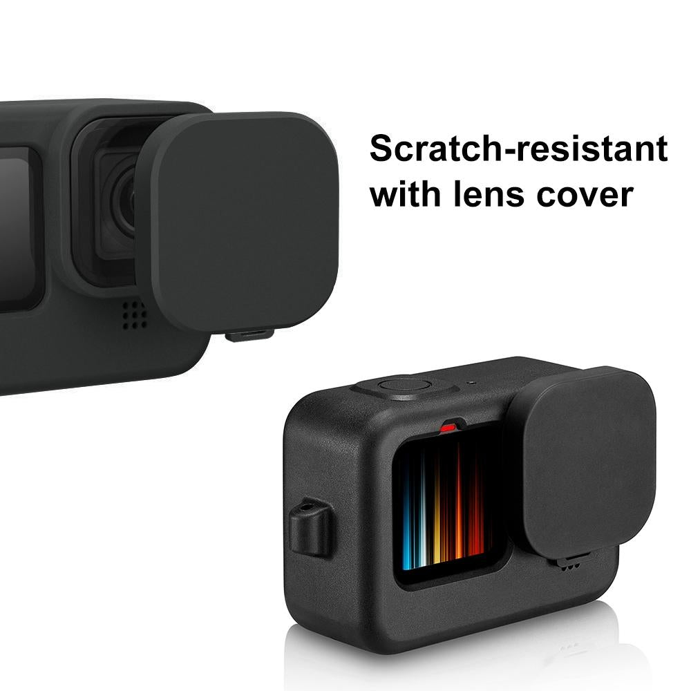 Silicone Case with Wrist Strap and Lens Cover for Gopro Hero 9-12 - Blue