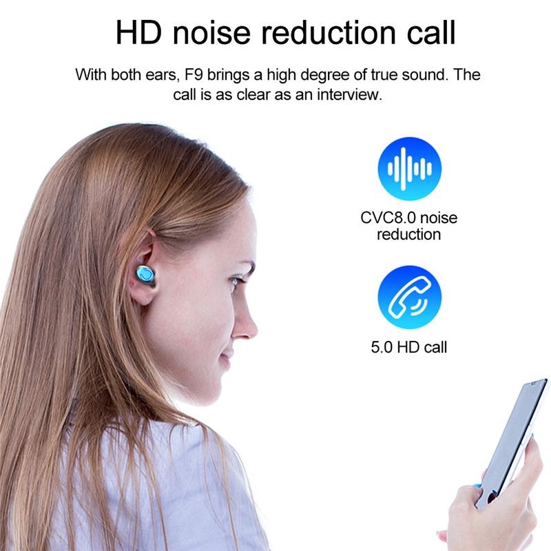 Wireless Noise-cancelling Earbuds with Charging Case - Blue
