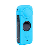 Silicone Case with Lens Cover for Insta360 one X2 - Full Body Dust Proof - Blue - Low Angle